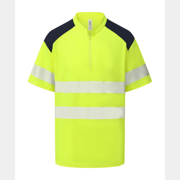 Hi-vis mandarin collar zip neck comfort trim polo (HVJ230) Thumbnail